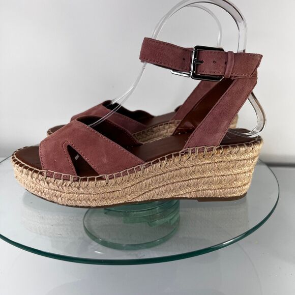 Franco Sarto Pellia Platform Sandals Pink Suede Leather Ankle Strap - Picture 6 of 9